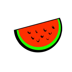 Stylized watermelon slice with vibrant colors on a stark backdrop design