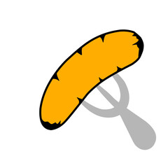 Stylized food icon featuring a fork and a vibrant yellow, isolated food item