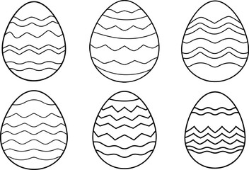 Set of easter egg outline vector illustration, line art