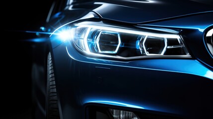 Fototapeta premium Close-up of Blue Car Headlight