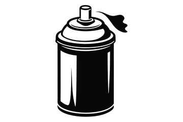 Monochromatic spray paint can with paint squirting near its nozzle shows artistic expression
