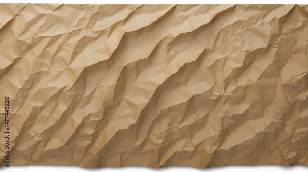 Poster detailed texture of a wrinkled piece of light brown paper creating an abstract pattern background.