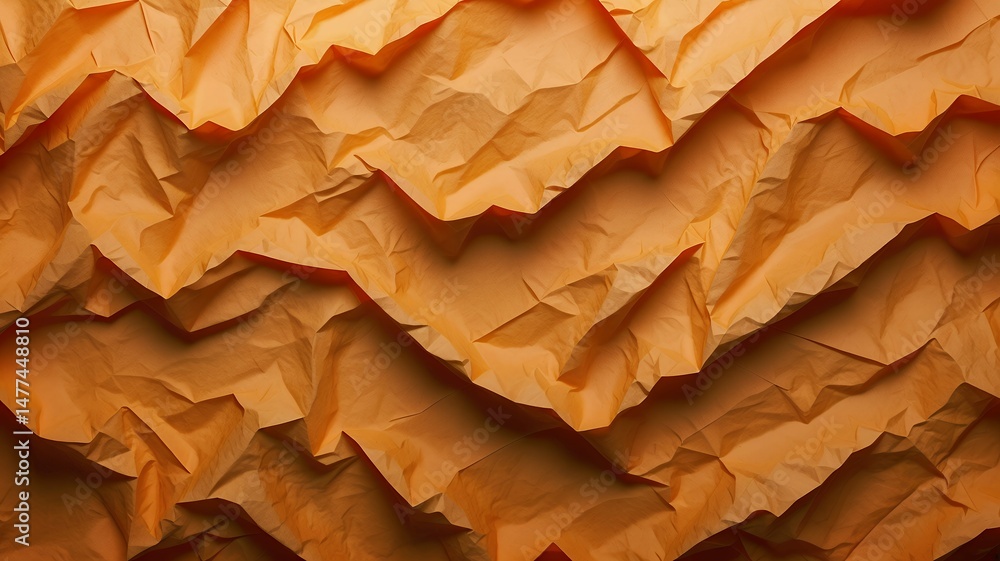 Poster abstract image showing the dynamic texture of golden, crumpled paper creating a bold background.