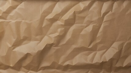 A textured tan background featuring crumpled, light brown paper with many folds and creases.