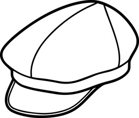 beret cap outline vector illustration, line art