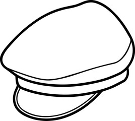 beret cap outline vector illustration, line art