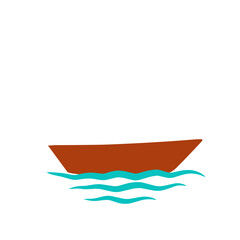 Fototapeta premium Stylized minimalist depiction of a solitary boat upon gentle undulating waves
