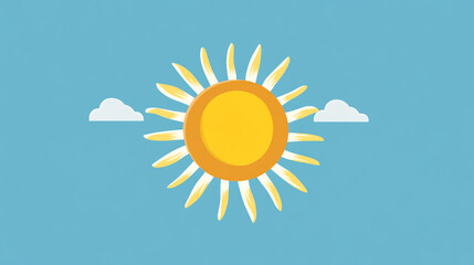 Sunny Sun Icon Symbol with Solar Heat, Sunlight, and Weather Concept.