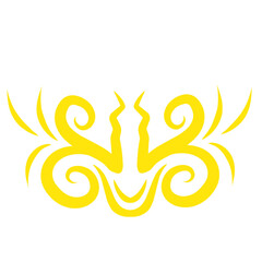 Abstract Yellow Pattern Symmetrical Design on Black Background Intricate Vector