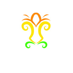 Fototapeta premium Stylized floral emblem with vibrant hues against a stark black backdrop illustration