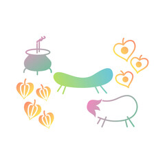 お盆のグラデーションイラスト