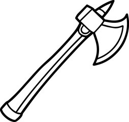 axe outline vector illustration, line art