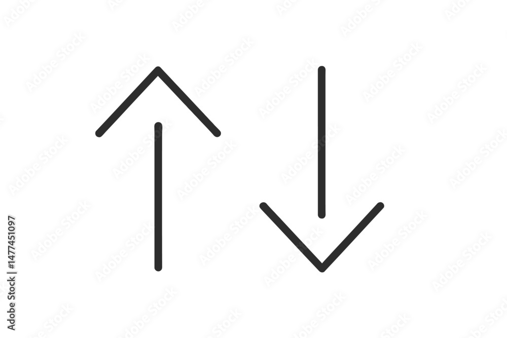 Poster vector icon of directional arrows indicating upward and downward movement for user interface design