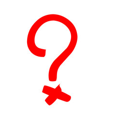 Scarlet interrogation mark illustration on stark obsidian backdrop design