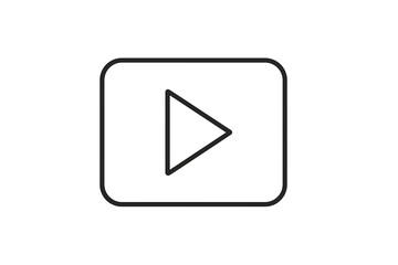 Simple vector icon depicting play button in a rectangular frame suitable for multimedia applications and digital interfaces
