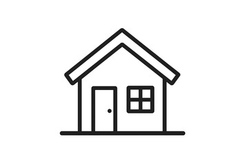 Simple vector icon of a house with a door and window designed for various digital purposes