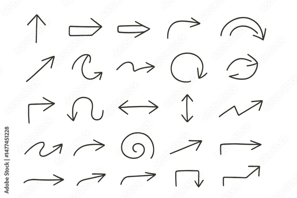 Poster collection of diverse vector arrows showcasing various directions and styles for design use
