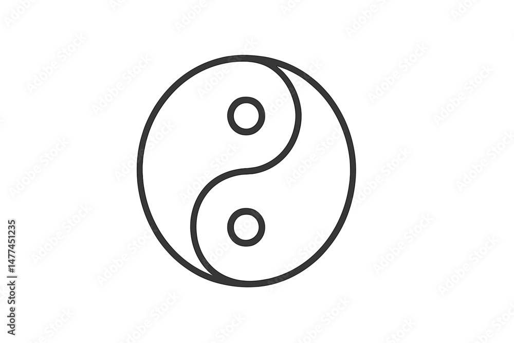 Poster yin yang symbol representing balance and harmony in life and nature with simple vector design
