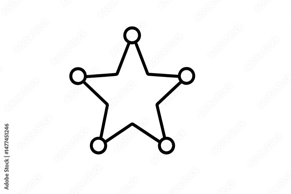 Poster star vector icon depicting a simple design with circles at the points, suitable for various digital 