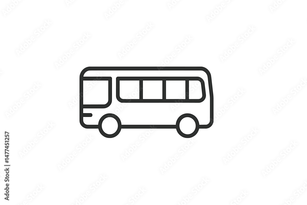 Poster vector icon depiction of a bus in minimalistic design suitable for transportation and travel themes