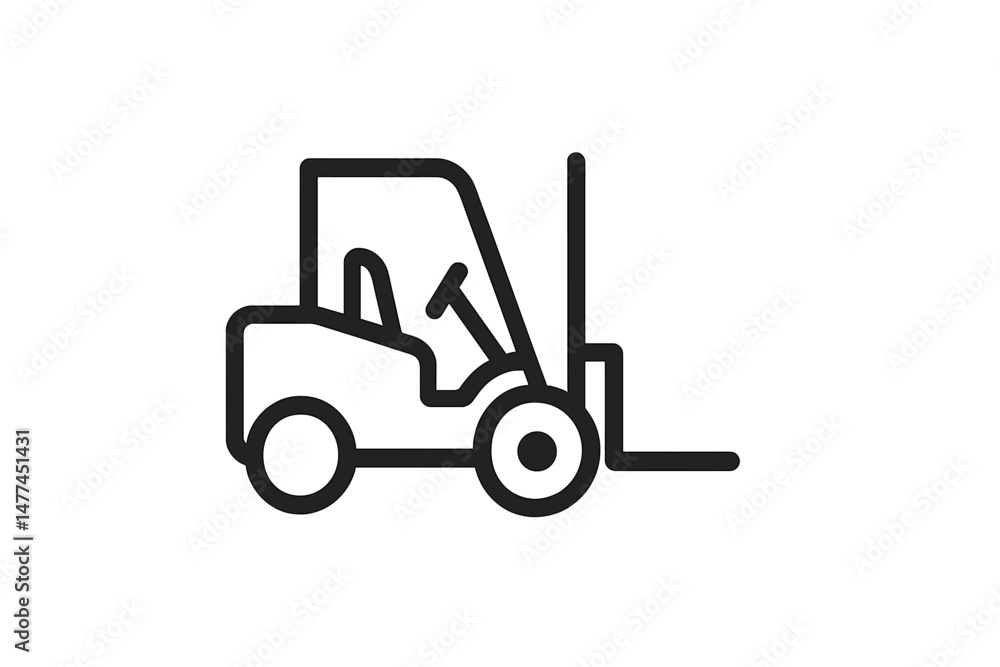 Poster vector icon of a forklift illustrating its essential design and function for material handling activ