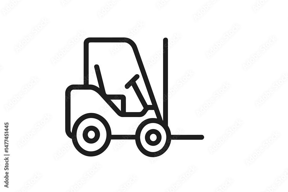 Poster vector icon of a forklift with a simplified design suitable for various applications in construction