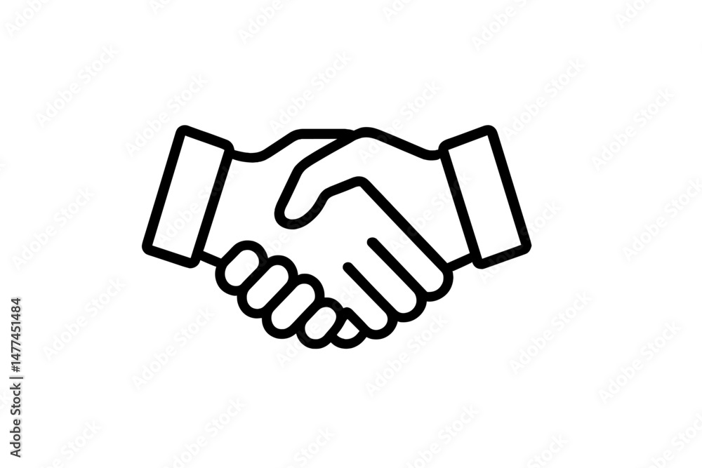 Poster handshake vector icon representing agreement and collaboration in business settings and professional
