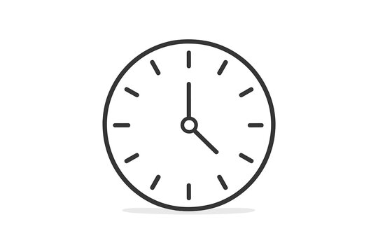 Vector clock icon design showing hour and minute hands clearly marking the time on a simple circular background