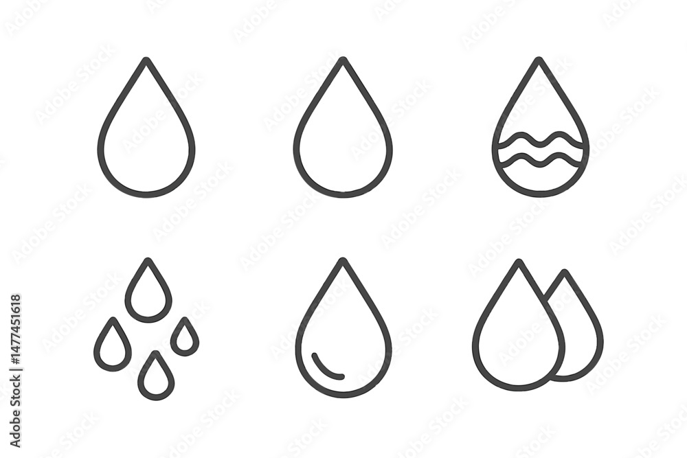 Poster various vector icons representing different types of water droplets for design and illustration purp