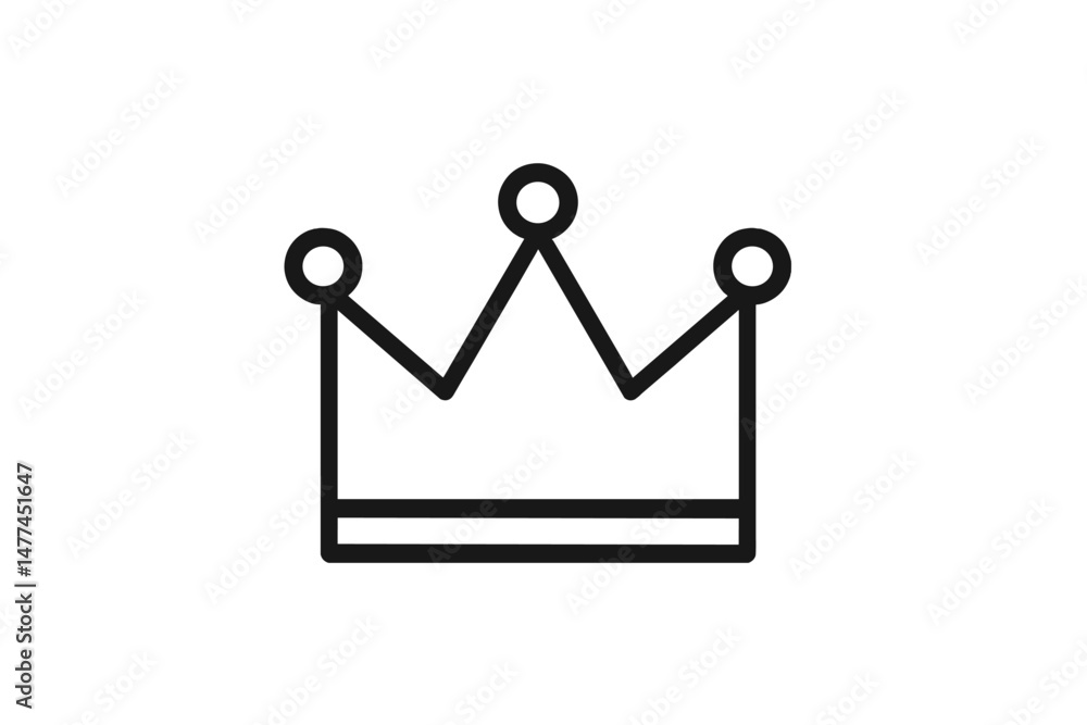 Poster stylized vector icon of a simple crown design with minimalistic features suitable for various graphi