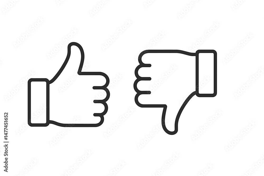Poster dual vector icons representing approval and disapproval in a minimalist design suitable for various 