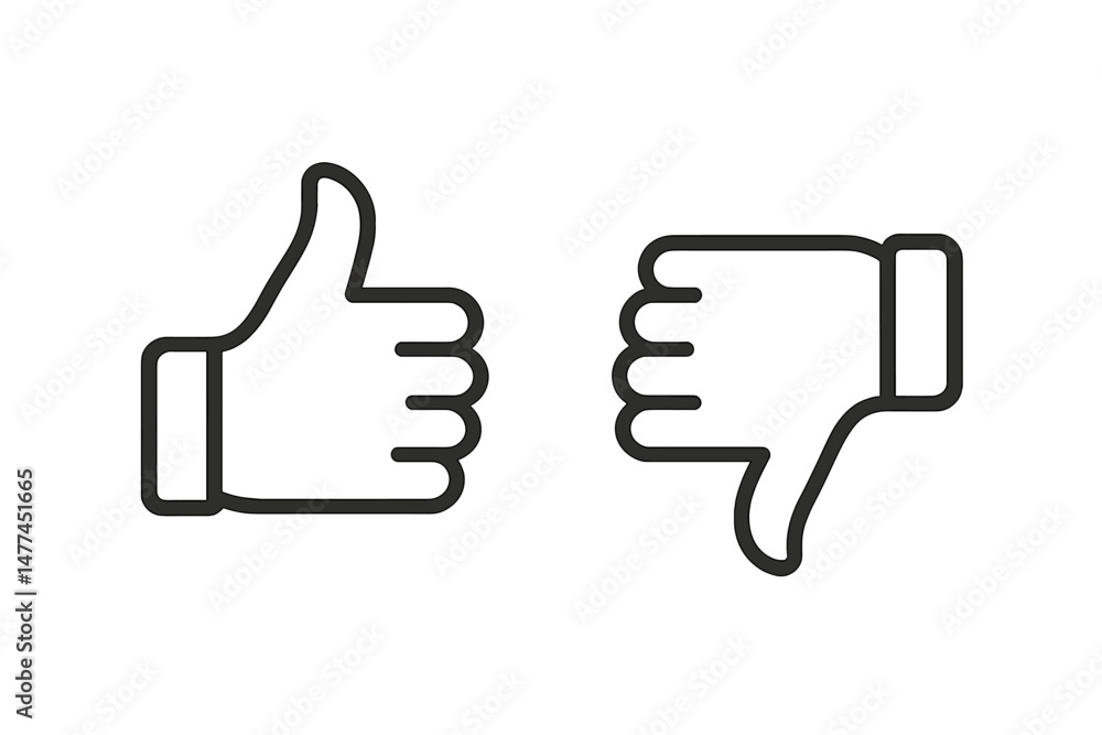 Poster icon representing approval and disapproval gestures with clear outlines for easy recognition in vari