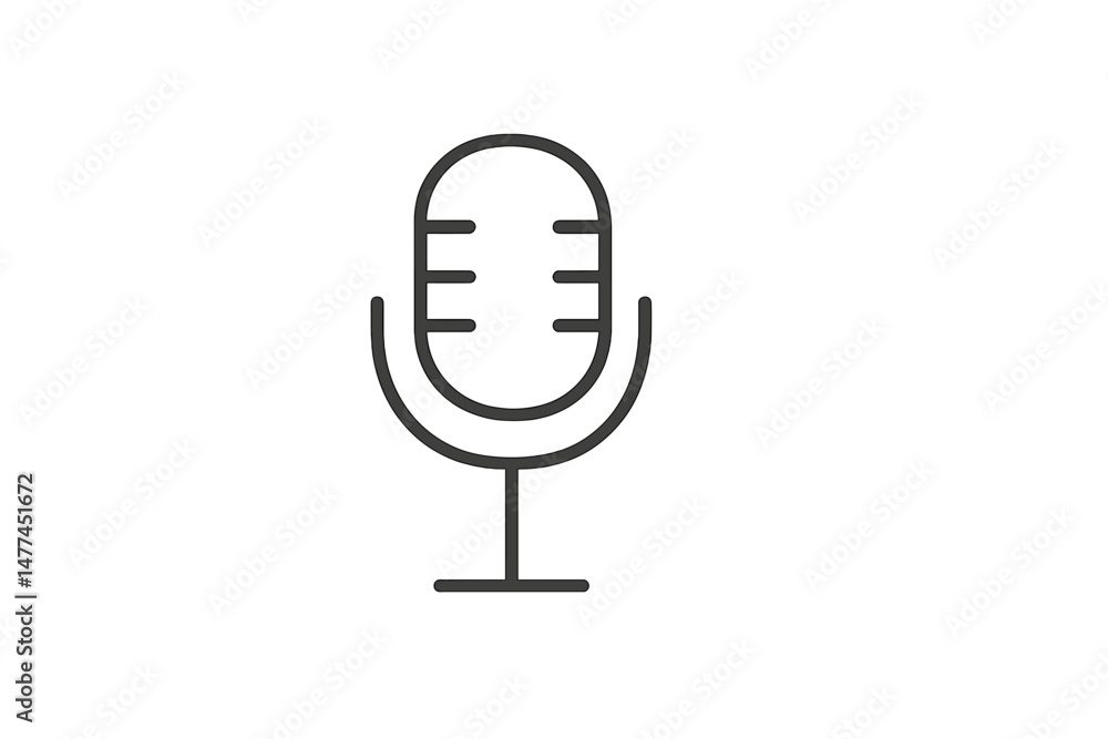 Poster modern vector icon representing a microphone designed for audio recording and broadcasting purposes