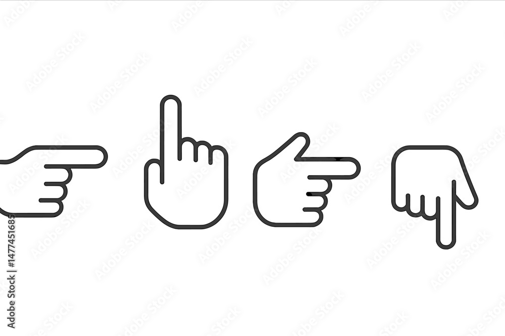 Poster various hand gestures represented in a vector icon style for communication and expression
