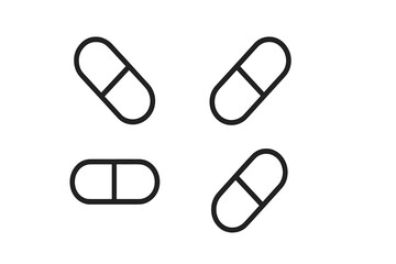Iconic vector illustration of multiple capsules designed for medical and pharmaceutical representation