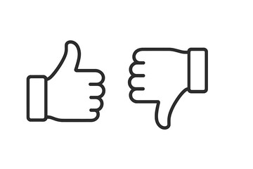 Dual vector icons representing approval and disapproval in a minimalist design suitable for various applications