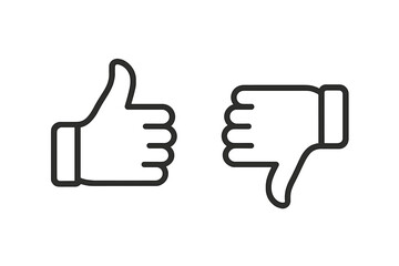 Icon representing approval and disapproval gestures with clear outlines for easy recognition in various contexts