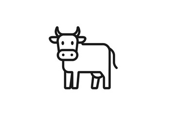 Vector icon of a simple line drawing of a cow on a white background suitable for agriculture or animal-related themes