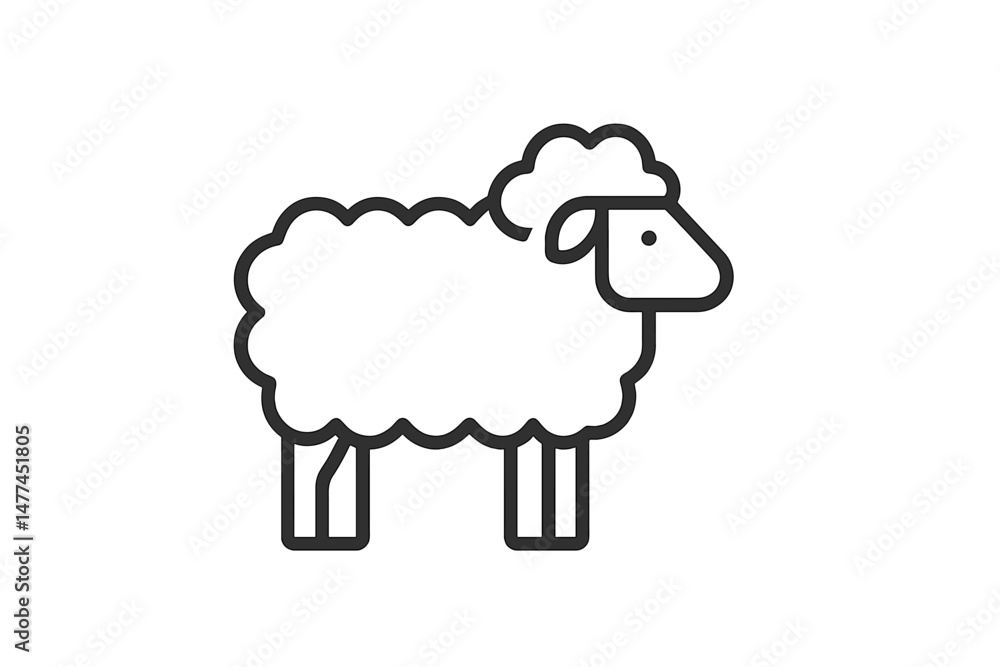 Poster cute vector icon of a sheep with a fluffy coat and friendly expression suitable for various design p