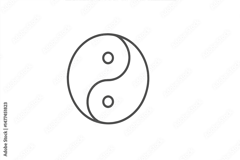 Poster vector icon representing the concept of duality and balance in a simple design featuring yin and yan