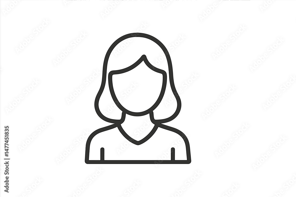 Poster female character icon in vector style illustrating a simple and modern design suitable for various a