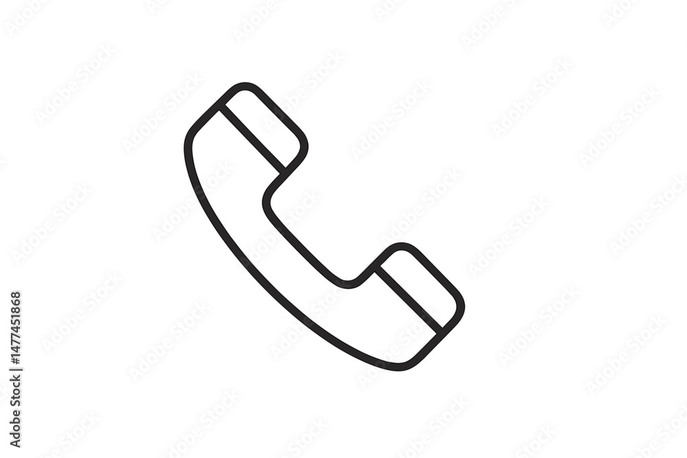Poster outline of a telephone receiver icon designed in a simple vector style for modern communication them