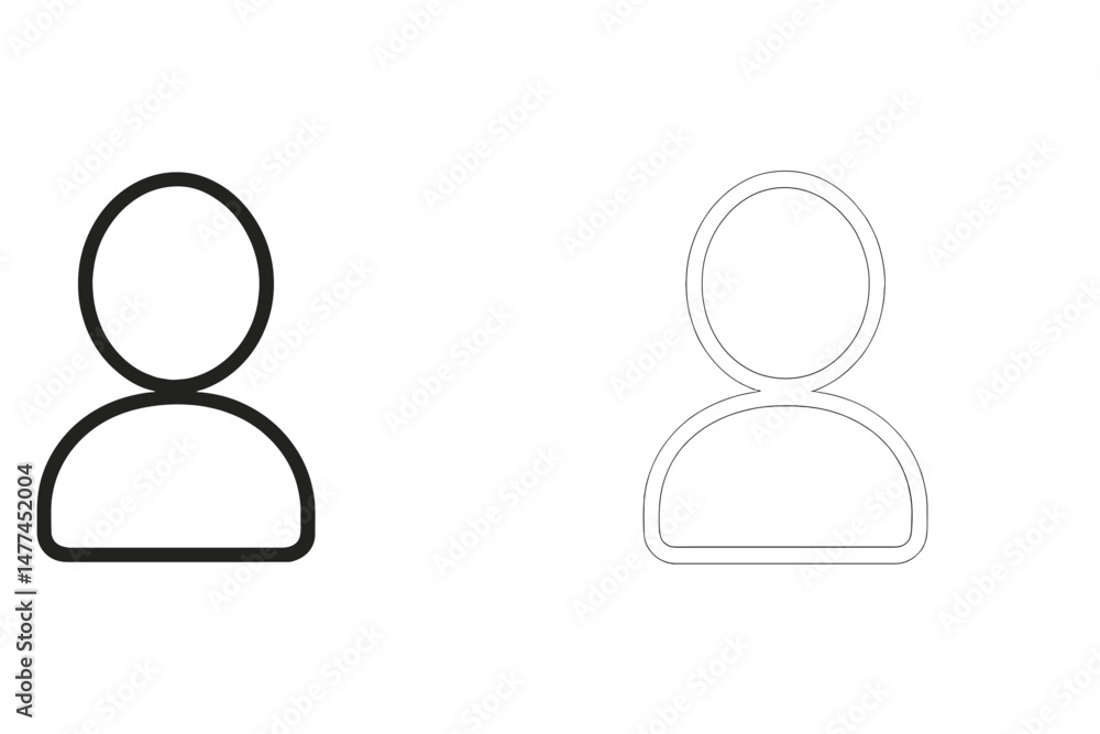 Poster vector icon representing a user profile in two variations showing filled and outline styles for desi
