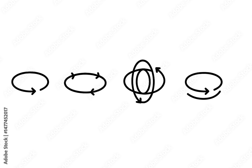 Poster vector icon showing a series of circular arrows representing continuous movement in a dynamic sequen