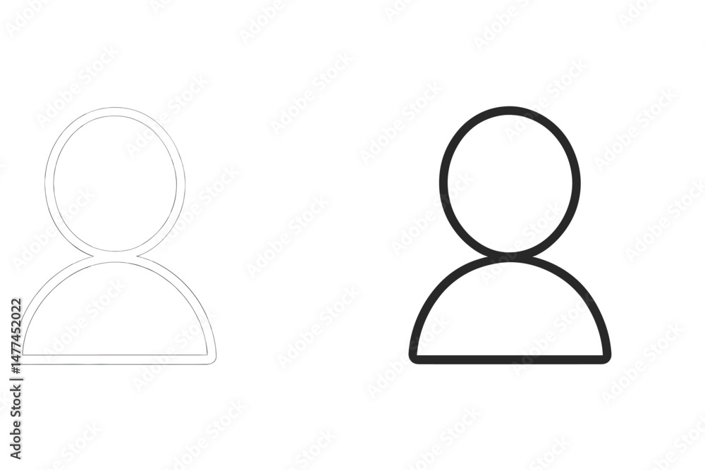 Poster vector icon design featuring simple silhouettes of a person in two variations, demonstrating differe
