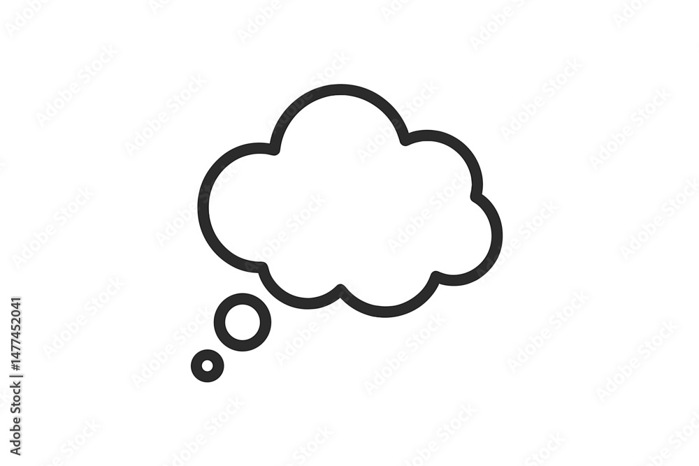 Poster thought bubble vector icon representing ideas, creativity, and expression in a simplistic design