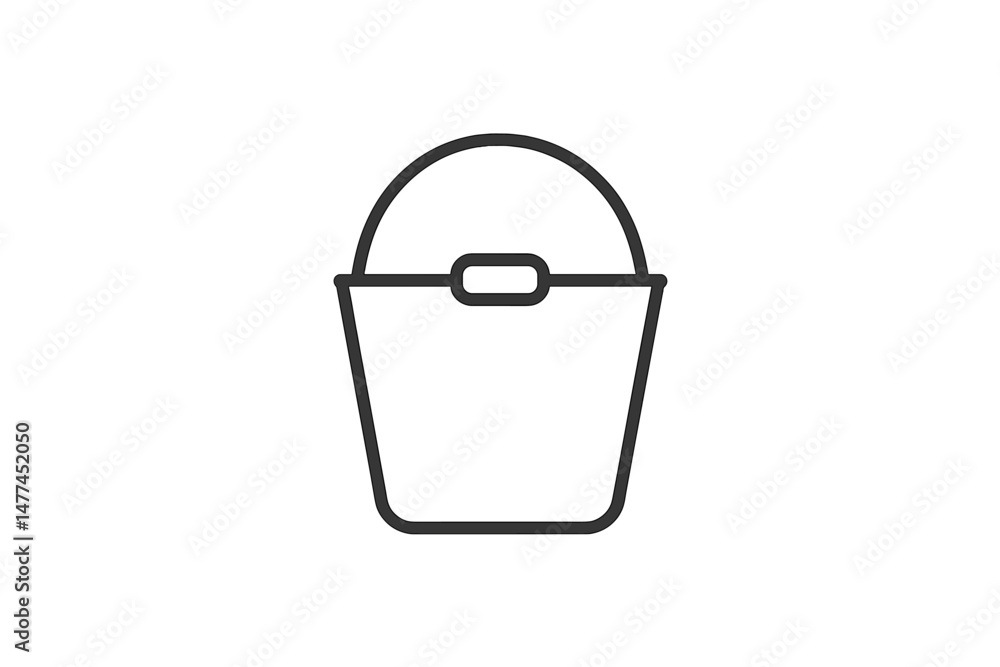 Poster simple vector icon of a bucket with a rounded handle for use in design projects and digital interfac