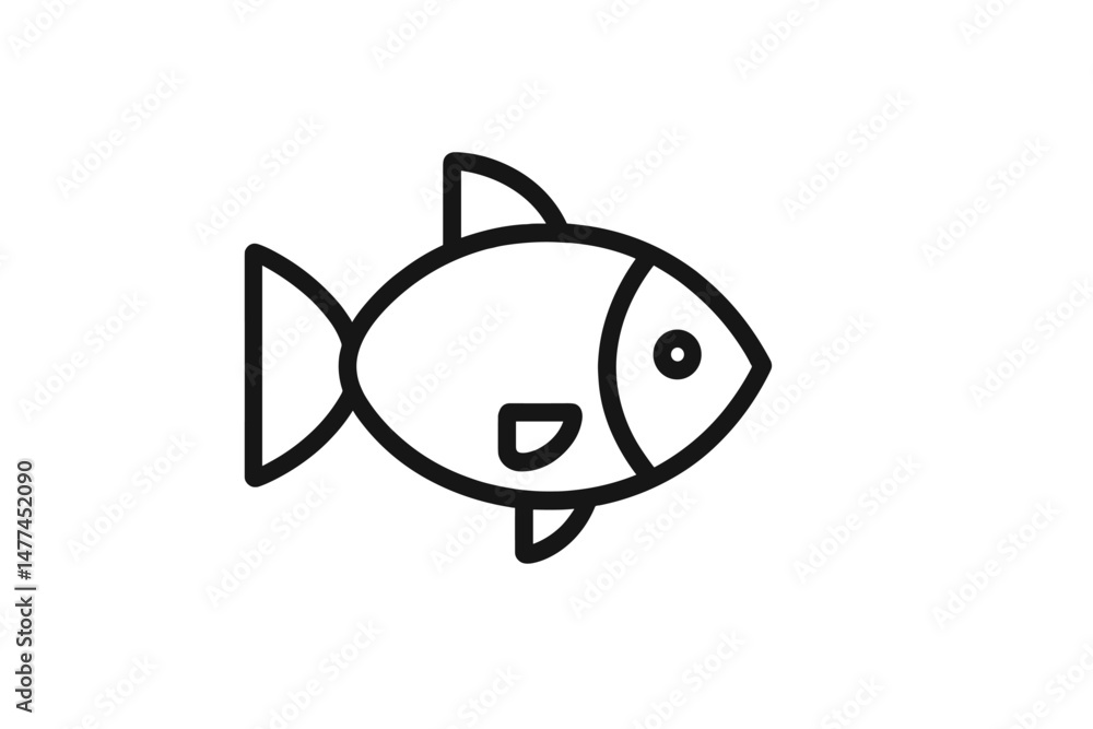 Poster vector icon of a simple fish design suitable for various applications, such as educational materials