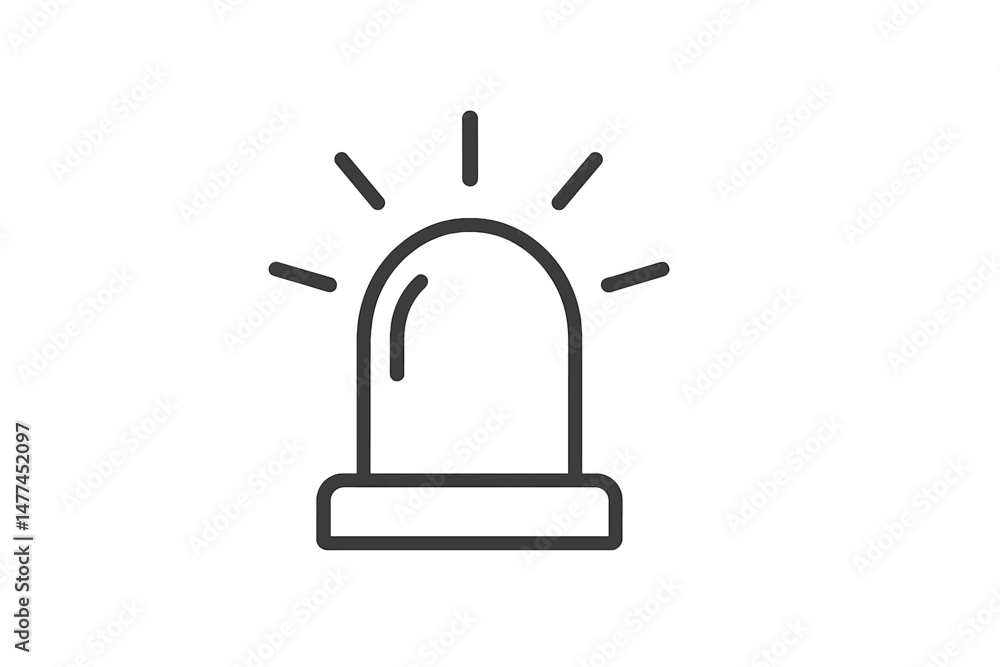 Poster vector icon of an emergency light signaling alert in simplified design for various graphics and appl