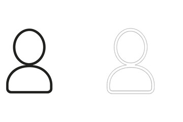 Vector icon representing a user profile in two variations showing filled and outline styles for design purposes